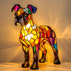 Kunstnerisk Led-natlampe Med Hundemosaik – Dekorativ