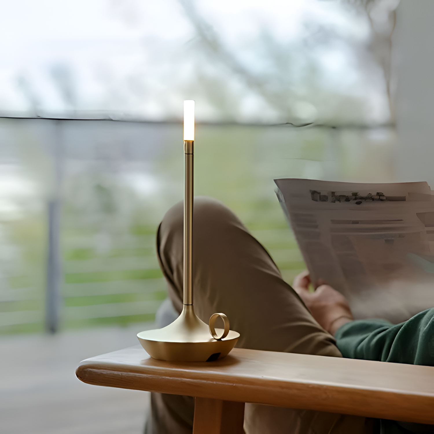 Bærbar Cylindrisk Bordlampe - Trådløst Led-Natlys