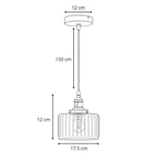 Pendellampe i ribbet glas – Vintage messinglampe