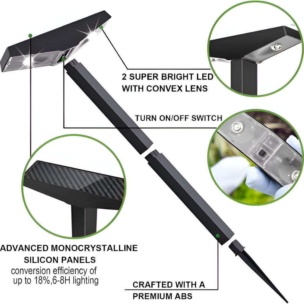 Minimalistisk Solcelledrevet Sti-lampe - Justerbar