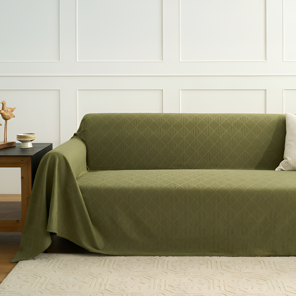Geometrisk Tekstureret Sofaovertræk - Plaid