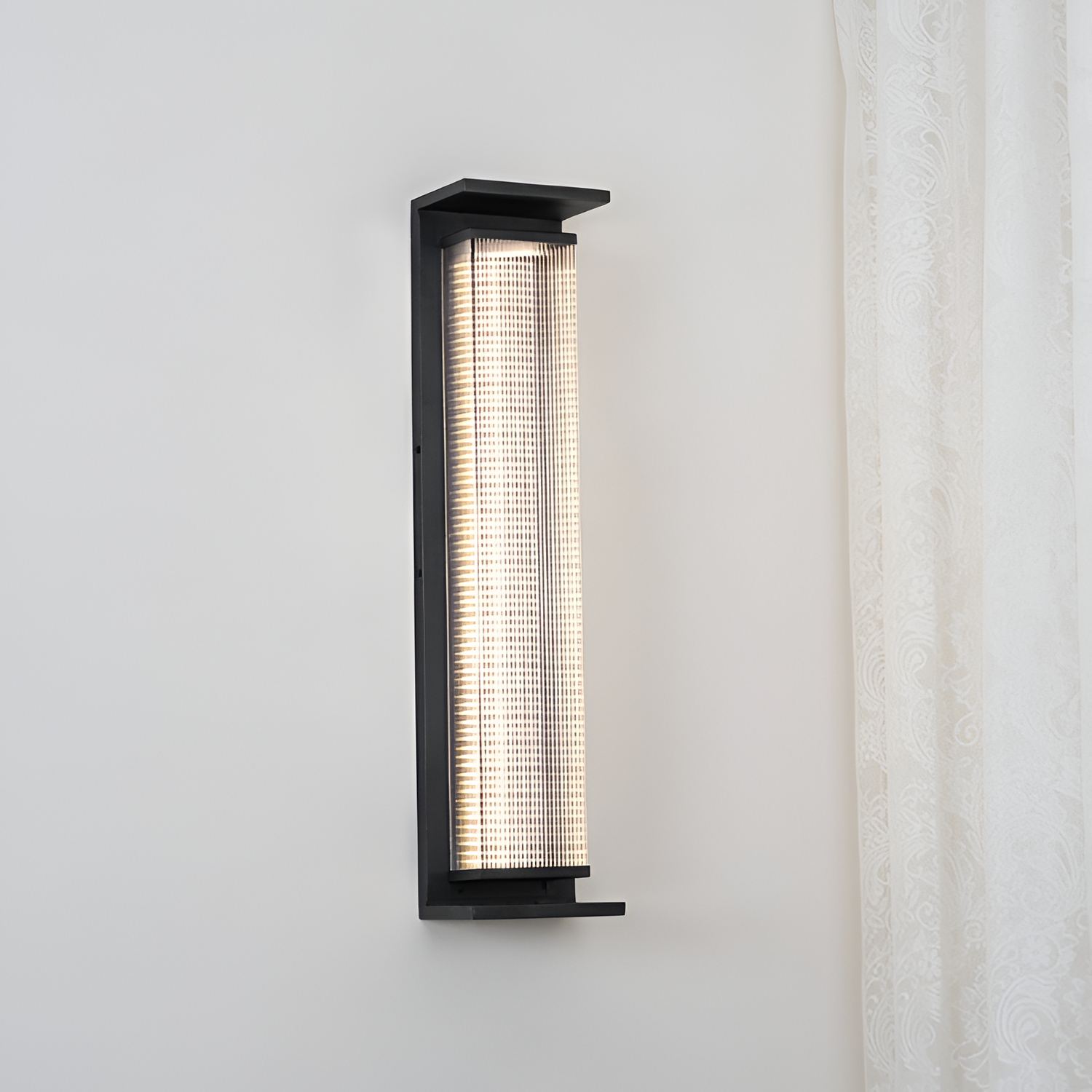 Rillet Lineær Solenergi Væglampe - Minimalistisk