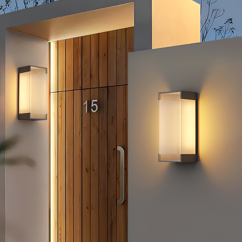Rektangulær Solenergi Rillet Væglampe - Minimalistisk