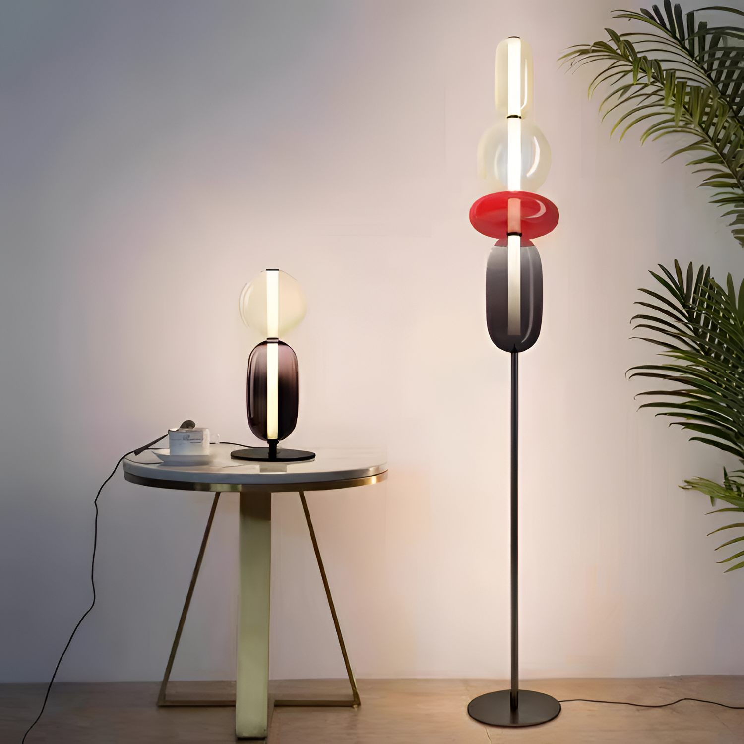 Stablet Geometrisk Glasgulvlampe - Moderne