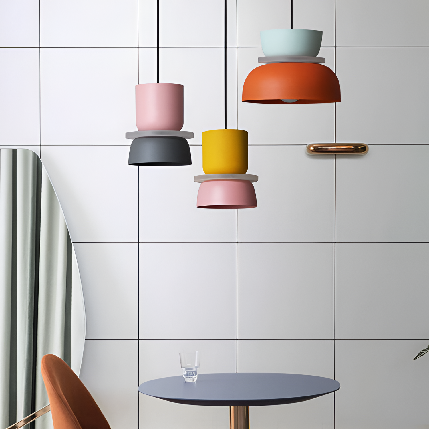 Moderne Pendellampe - Farverig Geometrisk Hængelampe