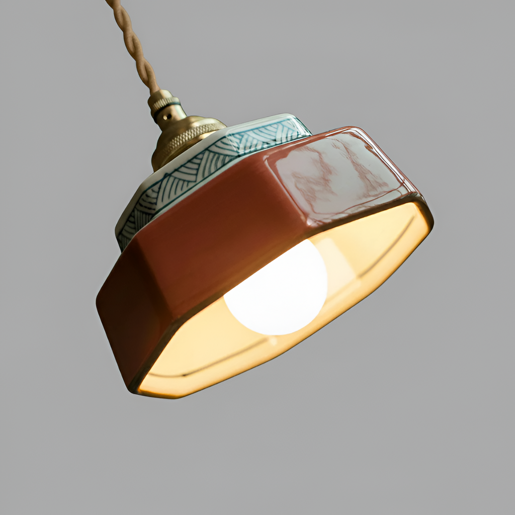 Håndmalet Keramisk Pendellampe - Terracotta Køkkendekor