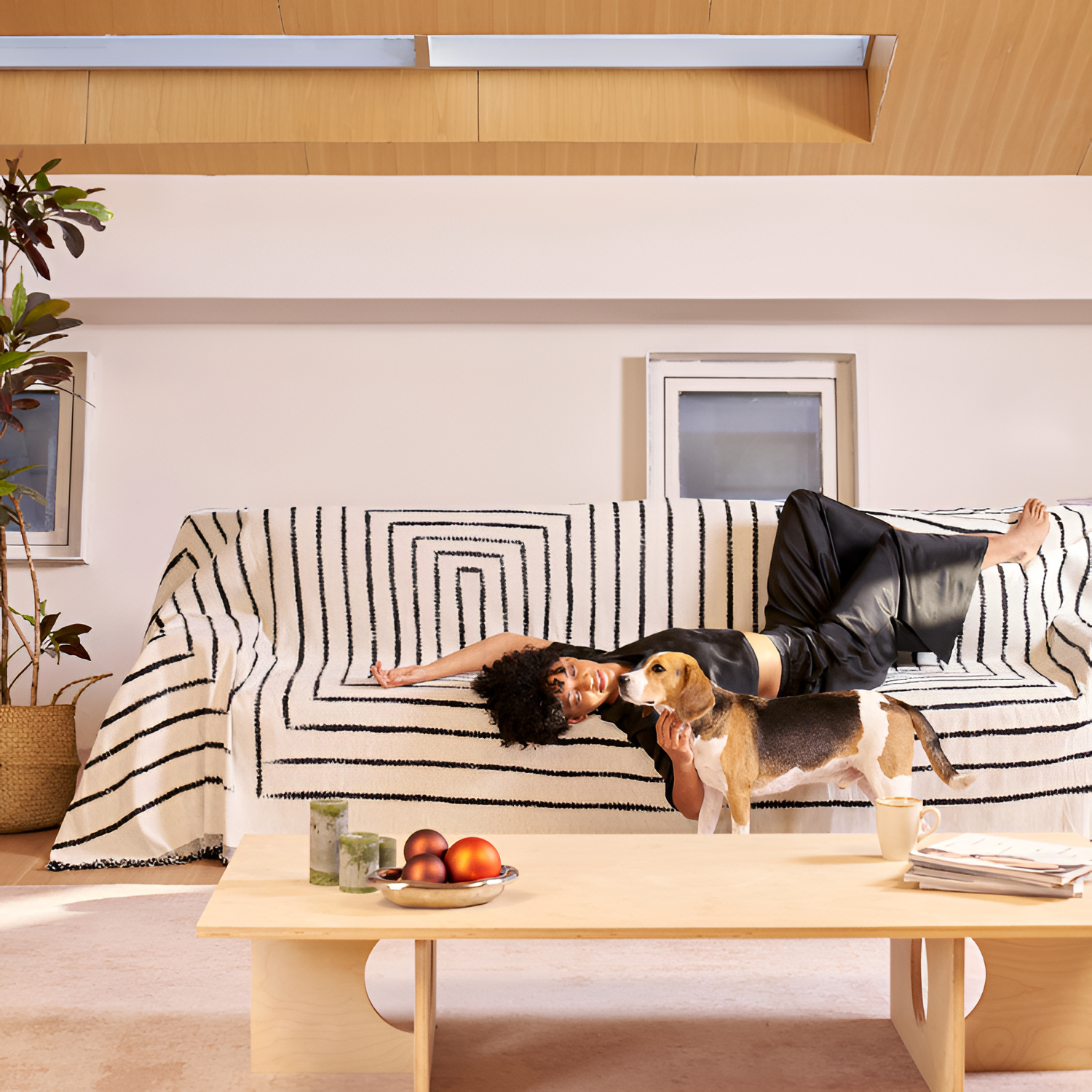 Geometrisk Frynse Sofa Tæppe - Vævet