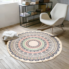 Mandala-mønstret Rundt Gulvtæppe Med Kvaster - Indretning Boho