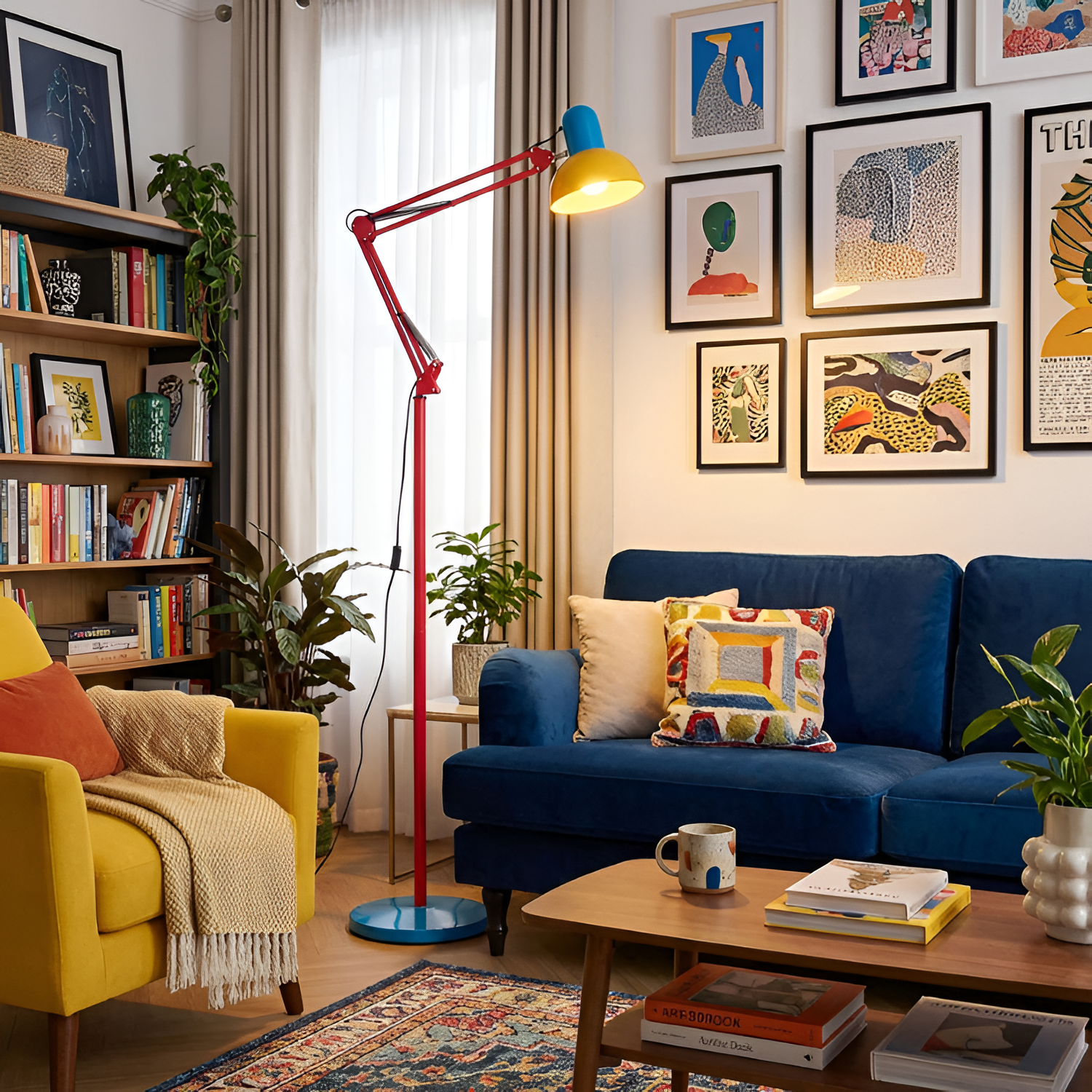 Memphis Industrial gulvlampe med flere arme – justerbar