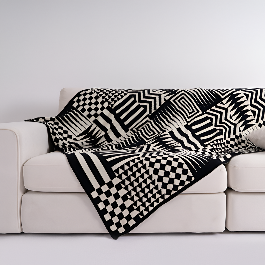 Geometrisk Mønstret Plaid - Vendbar