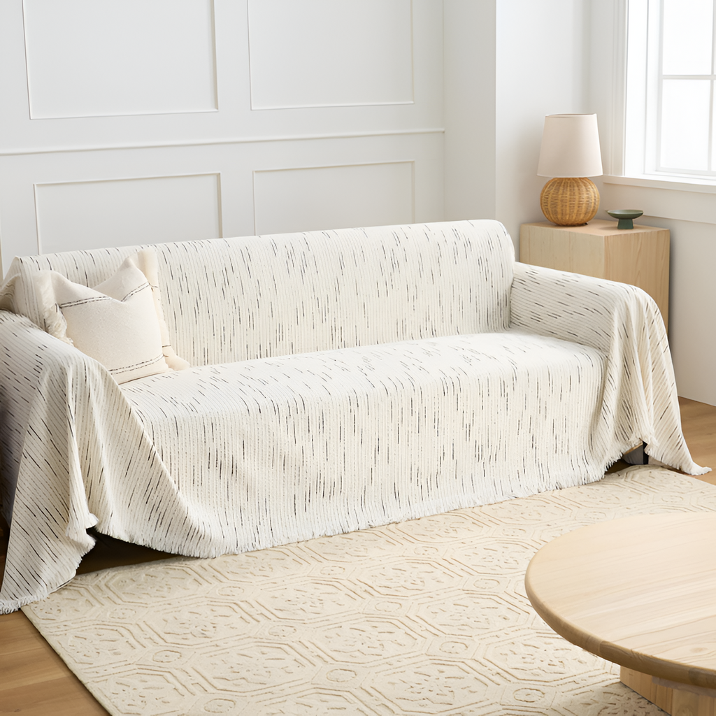 Minimalistisk Vævet Sofaovertræk - Stribet