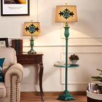 Antik floral gulvlampe - Med bordbakke