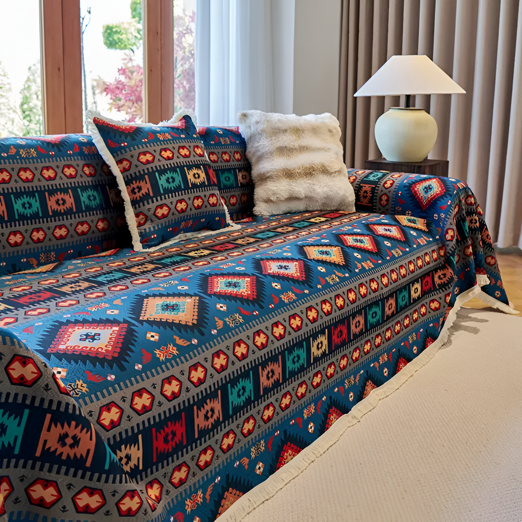 Bohemisk Geometrisk Sofatæppe - Marokkansk Stil