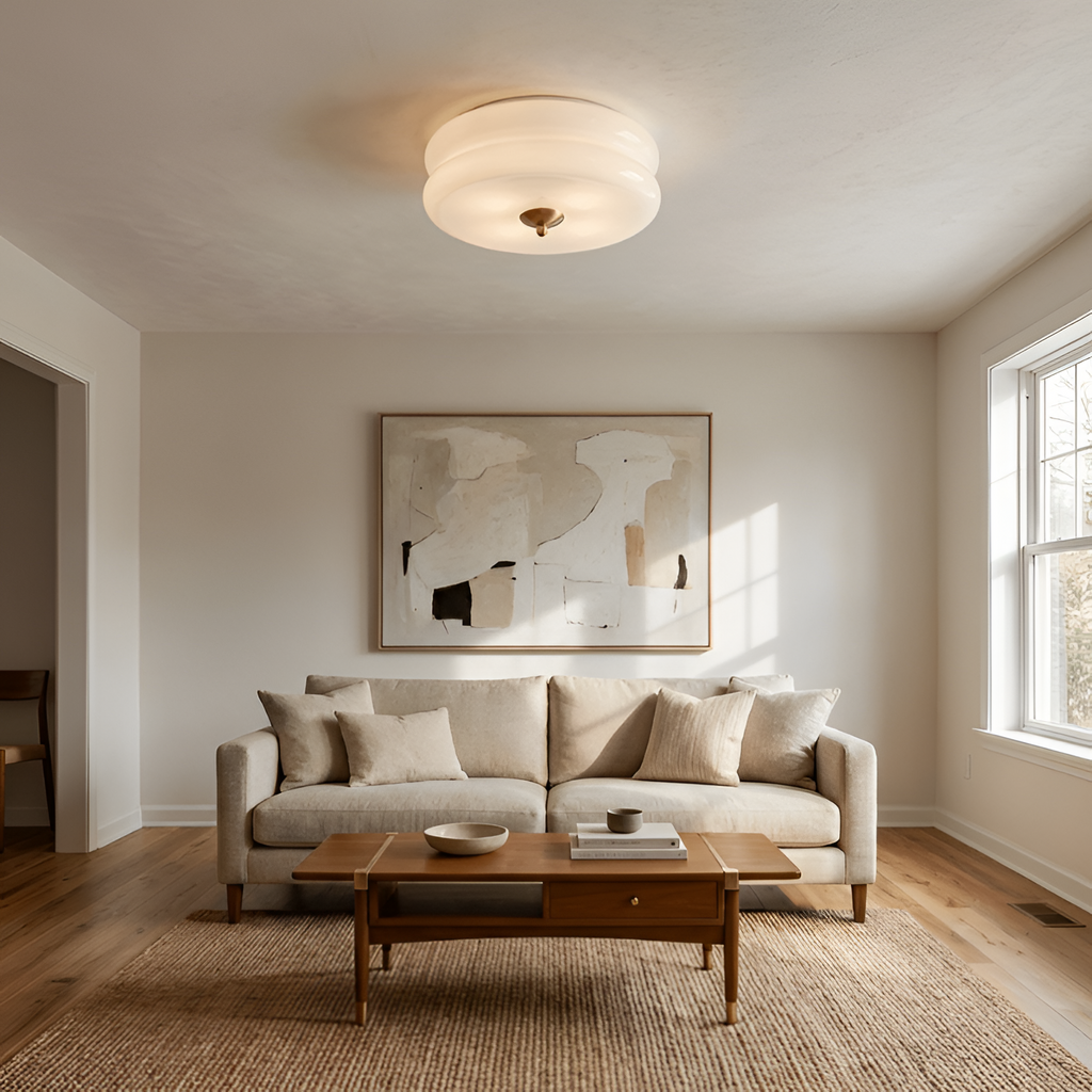 Blanke Loftlampe med Etager - Rundet
