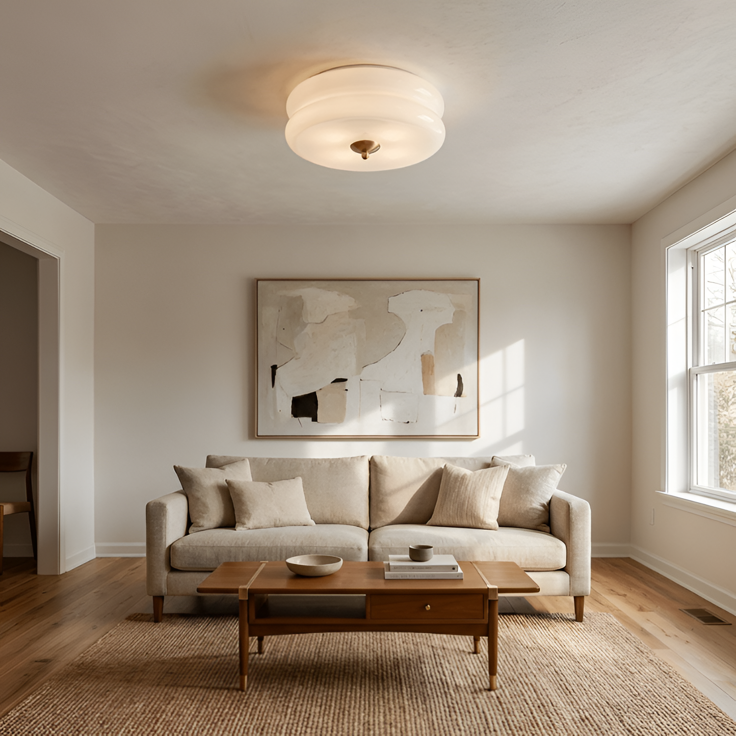 Blanke Loftlampe med Etager - Rundet