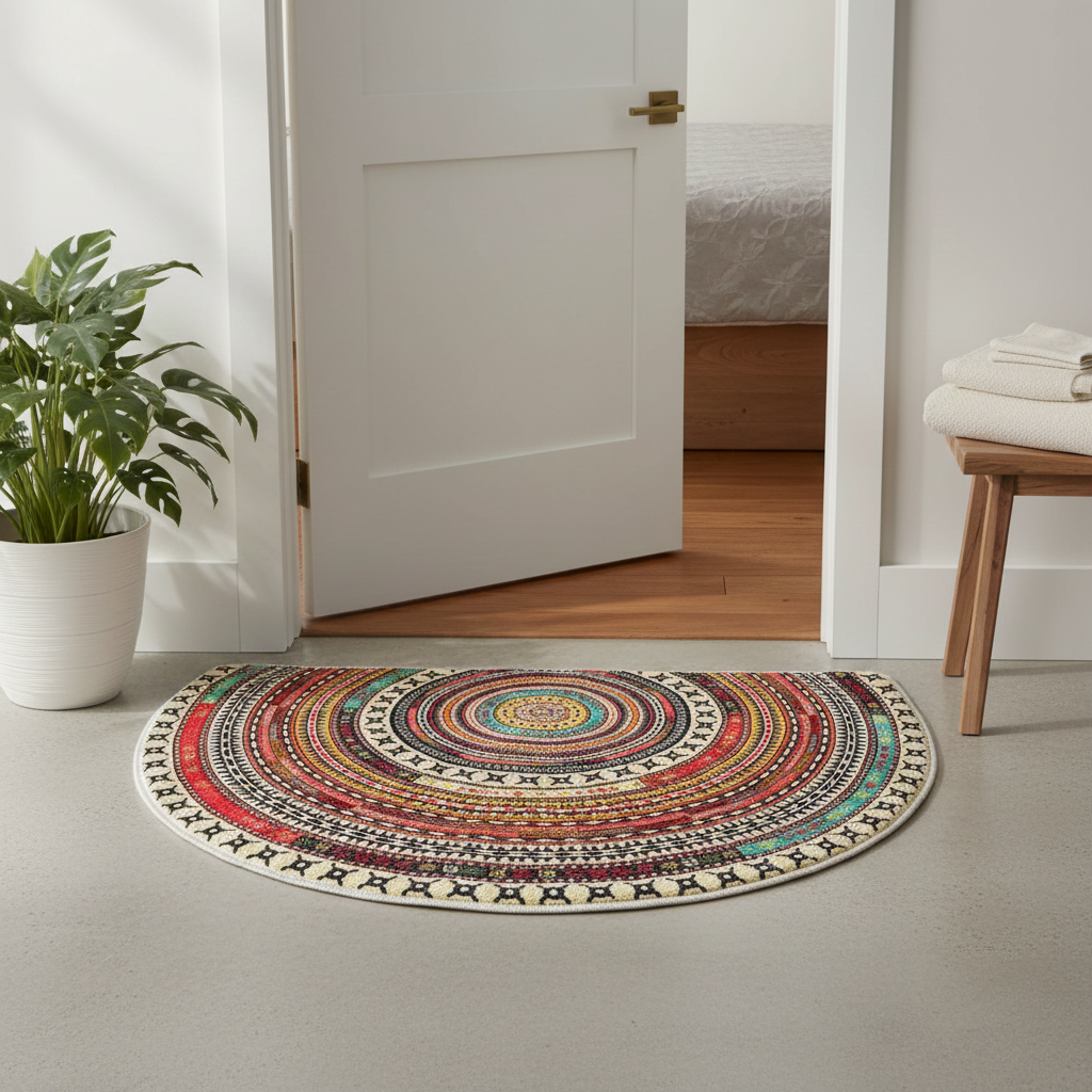 Bohemsk Halvrund Mandala-tæppe | Blød Mikrofiberblanding