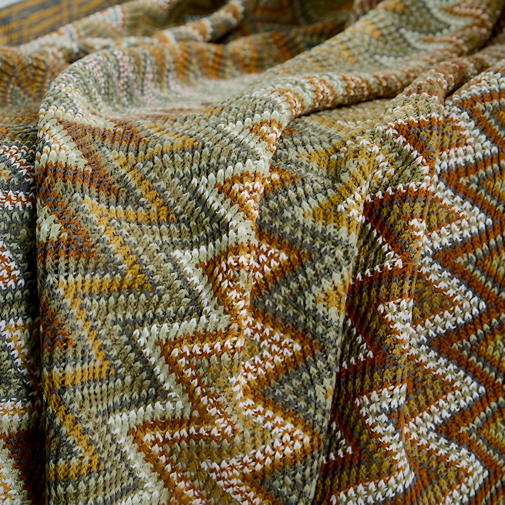Bohemisk Frynser Chevron - Strikket Plaid