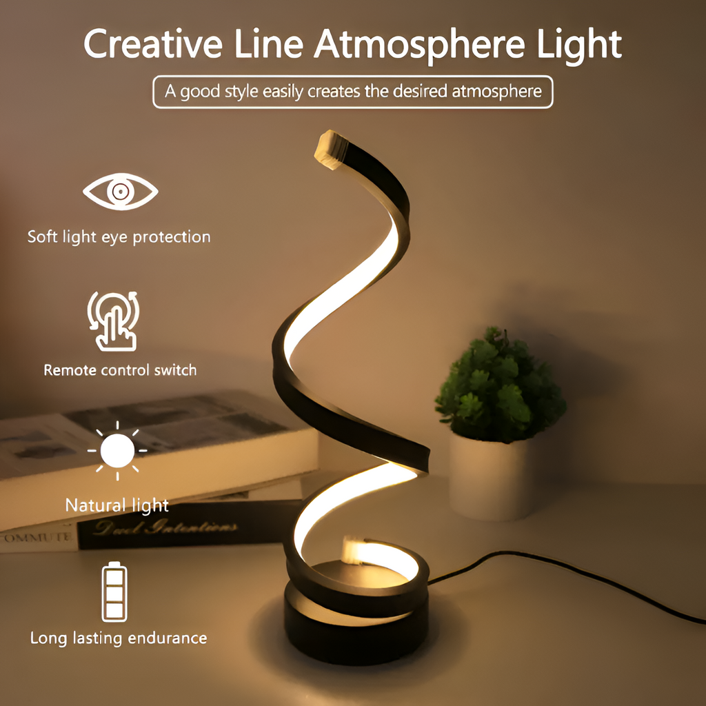 Minimalistisk Spiral Bordlampe - Dæmpbar