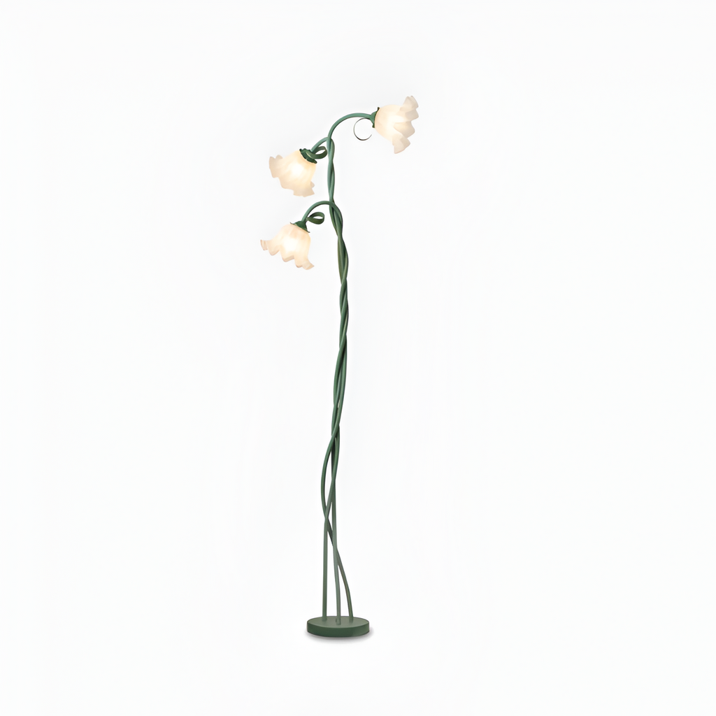Blomstret buet gulvlampe - justerbar