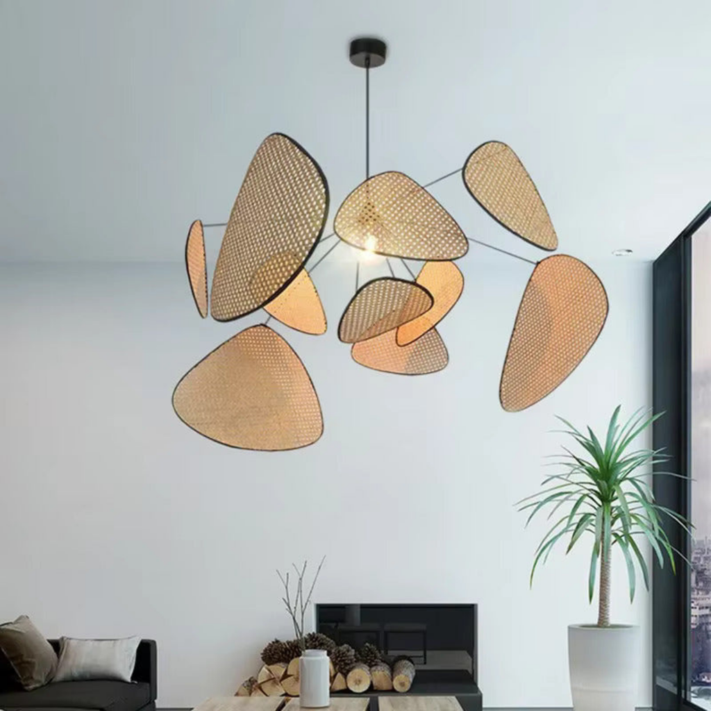 Rattan-Inspireret Pendellampe - Moderne Boho Loftsbelysning