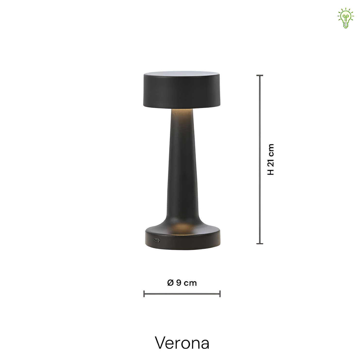 Verona Trådløs Guld LED Bordlampe - Transportabel Natlampe
