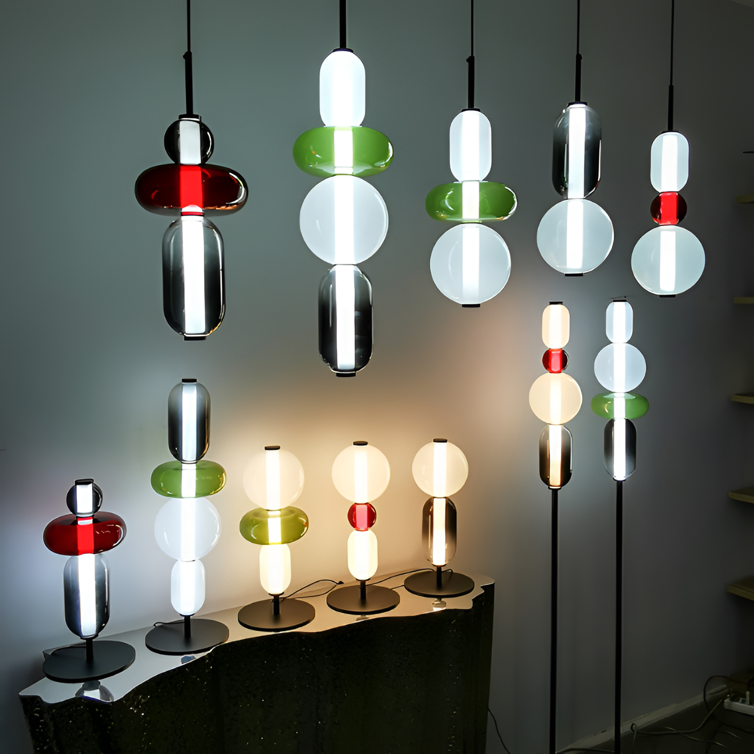 Stablet Geometrisk Glasgulvlampe - Moderne
