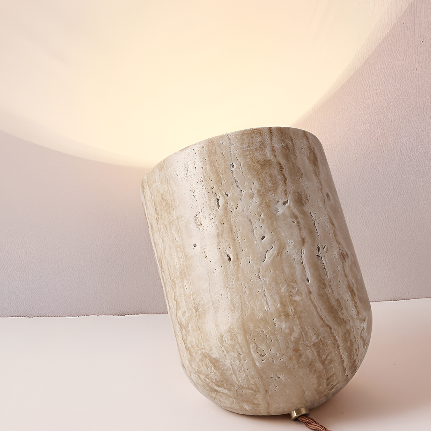 Struktureret Cylinderformet Bordlampe - Abstrakt