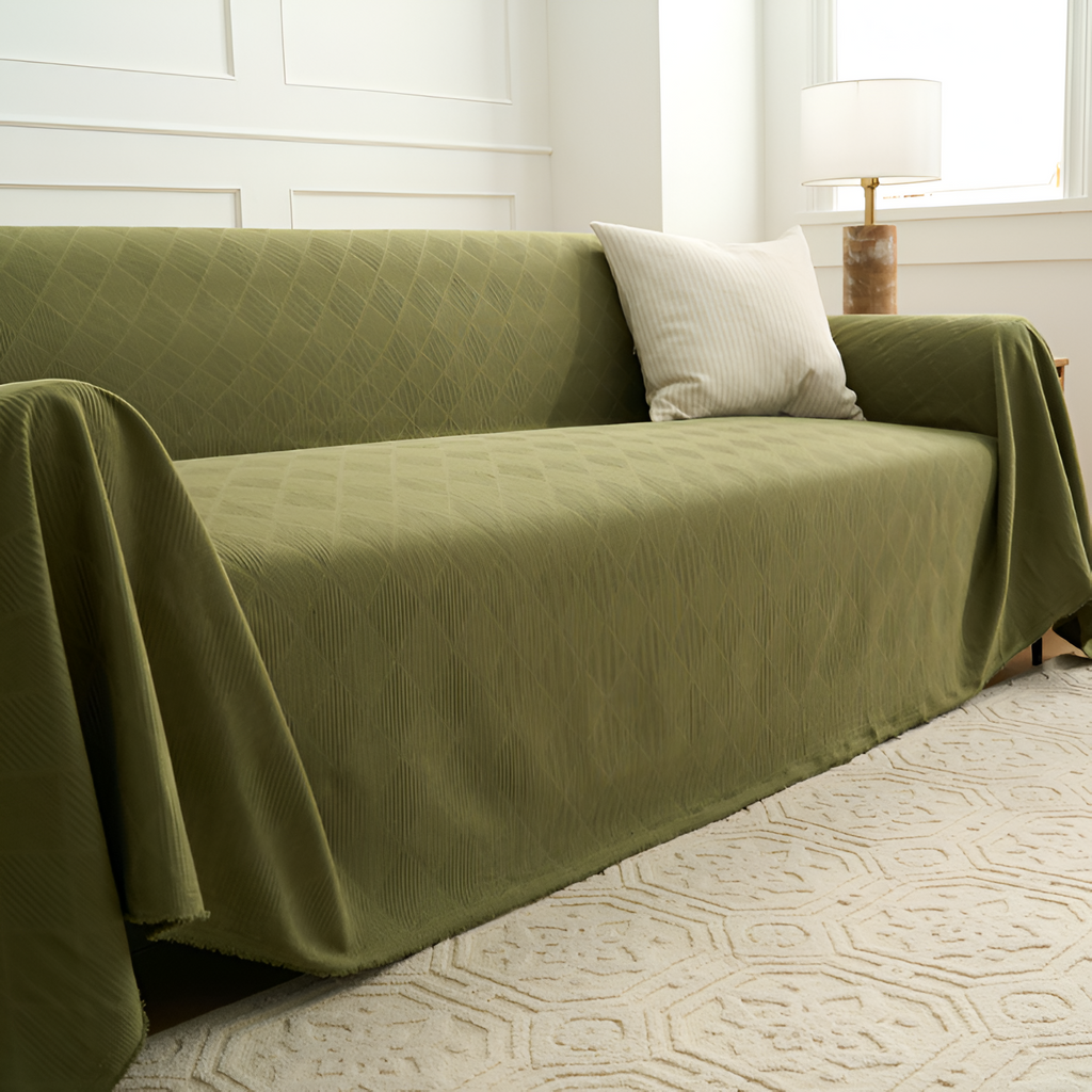 Geometrisk Tekstureret Sofaovertræk - Plaid