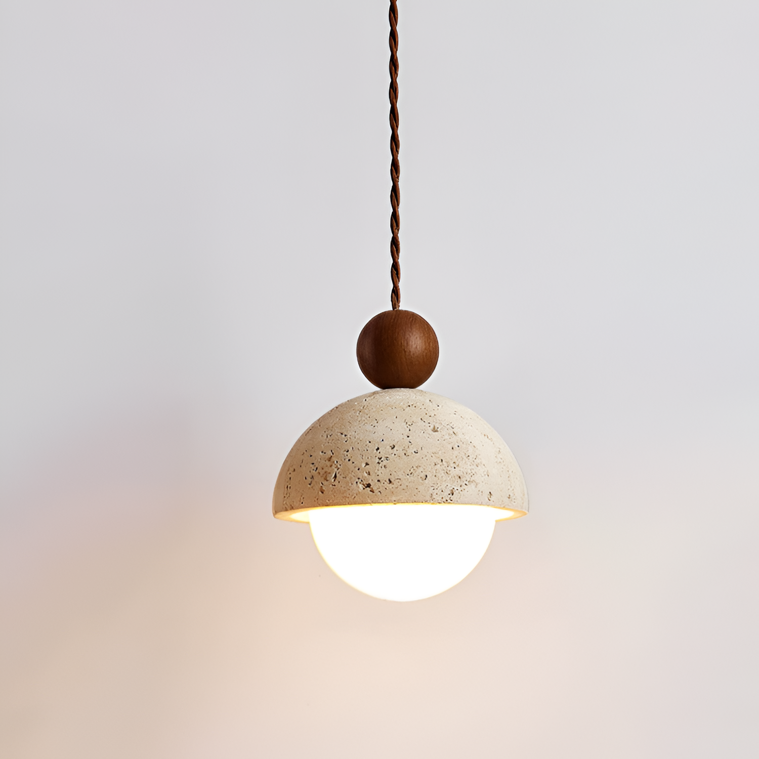 Minimalistisk Travertin Pendel - Snoet Ledning