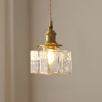Tekstureret Glas Messing Pendellampe - Industriel