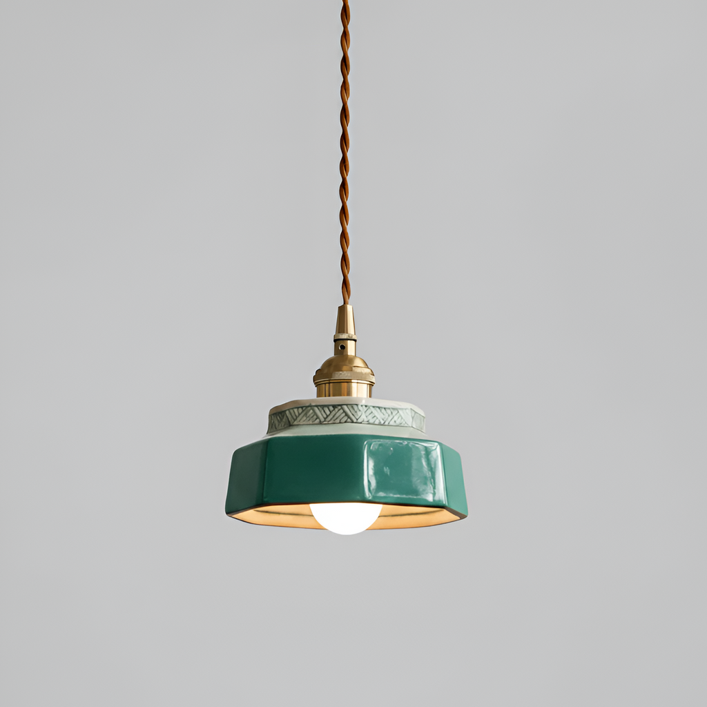 Håndmalet Keramisk Pendellampe - Terracotta Køkkendekor