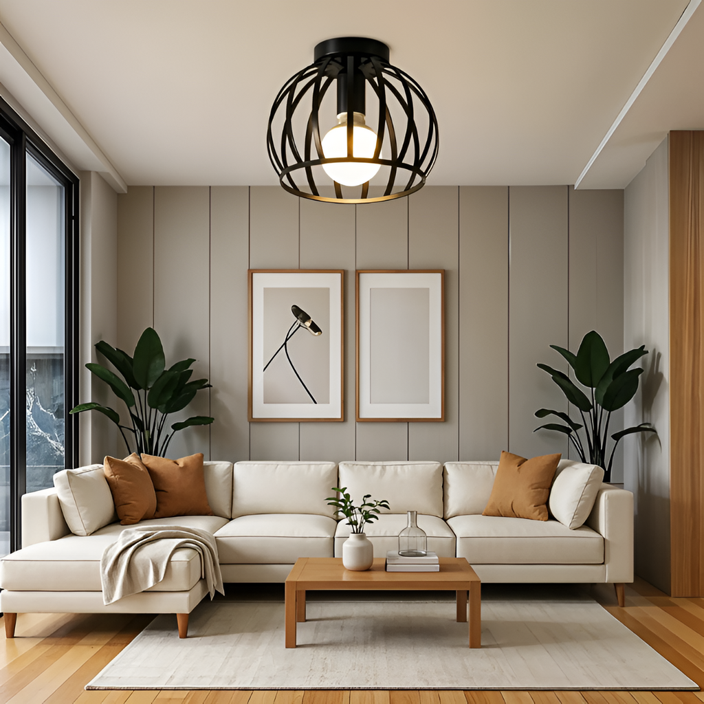 Sort Loftlampe i Industristil - Moderne Ganglampe