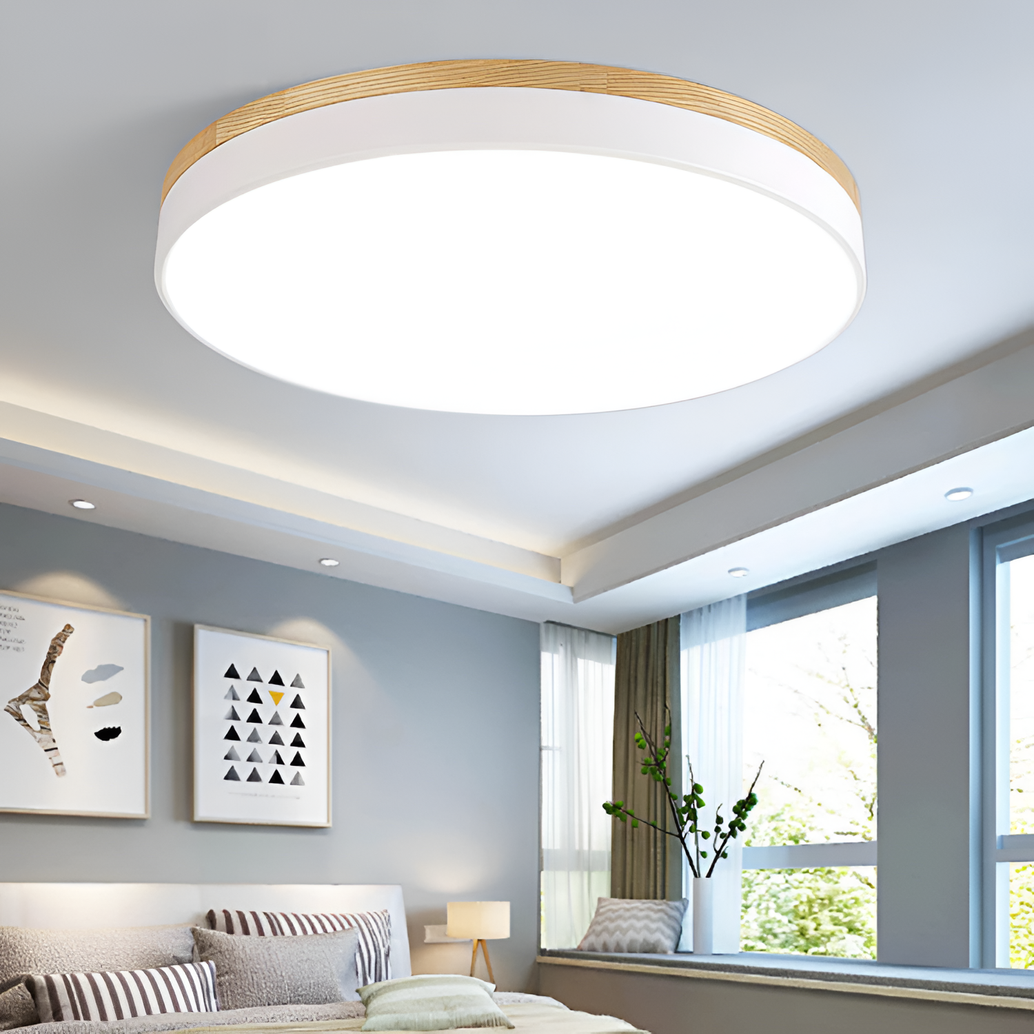 Skandinavisk Loftlampe med Træ - Moderne Hjemmebelysning
