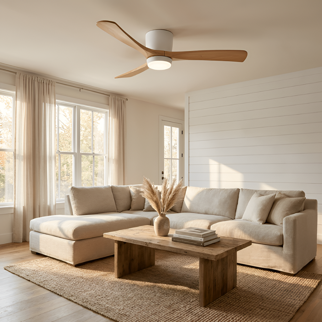 Nordisk Træ Loftsventilatorslampe - Justerbar