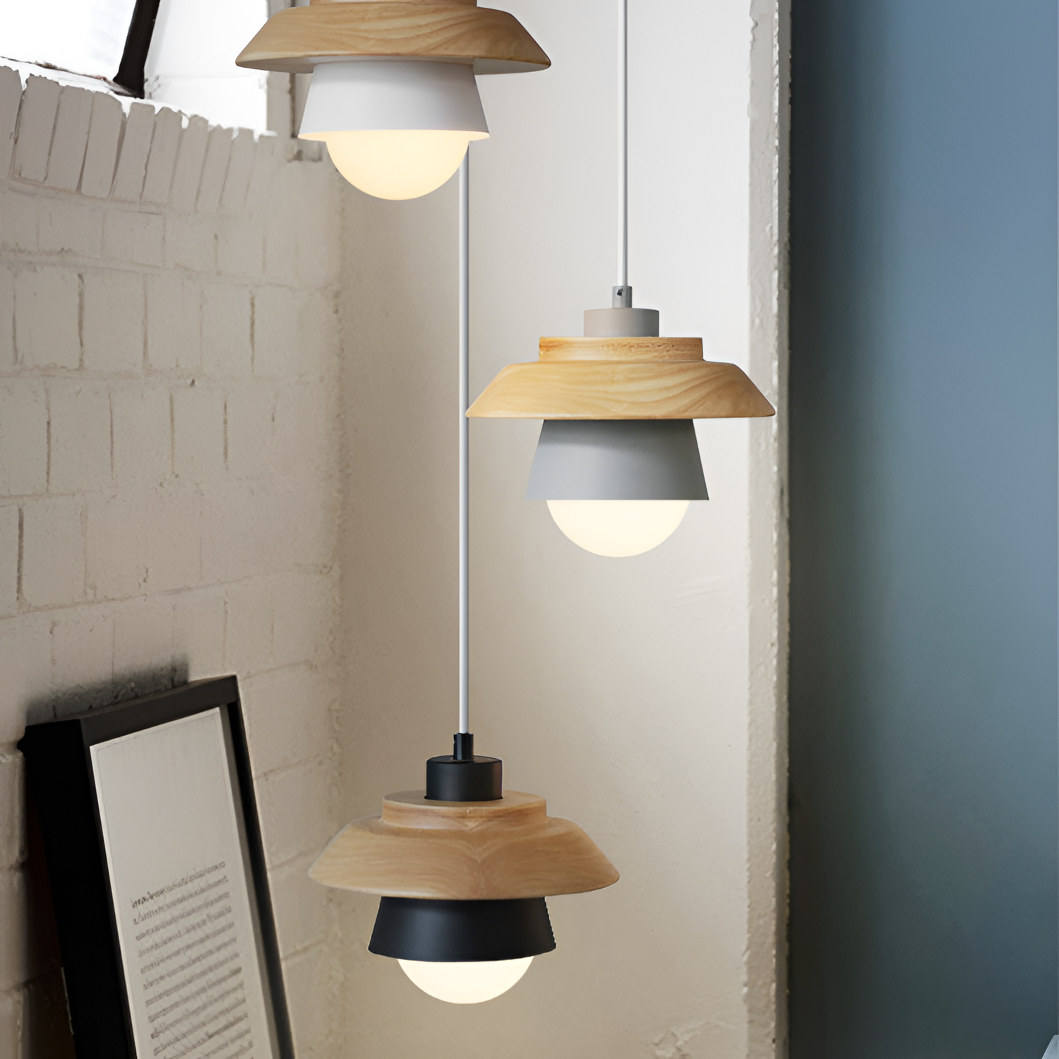 Nordic Pendellampe i Træ - Moderne Macaron Loftslampe