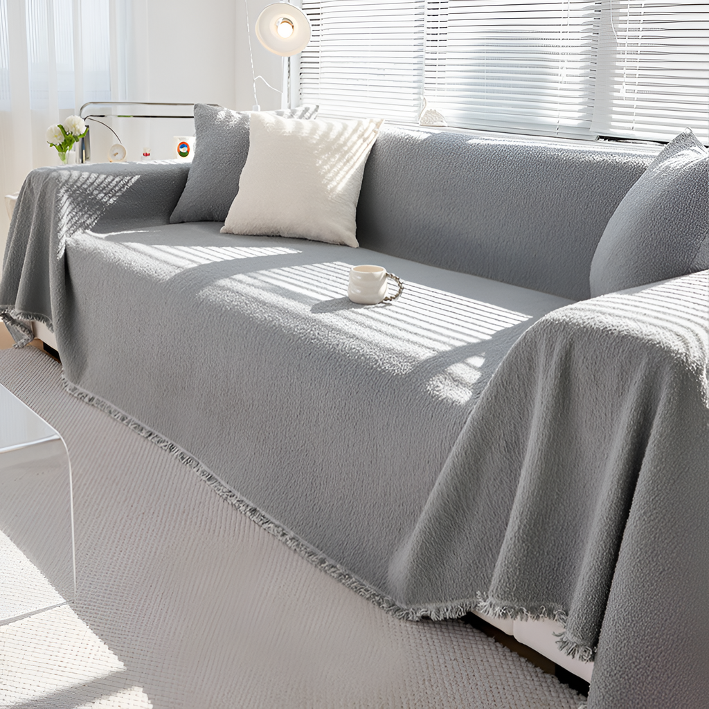 Minimalistisk Tekstureret Sofaovertræk - Ensfarvet