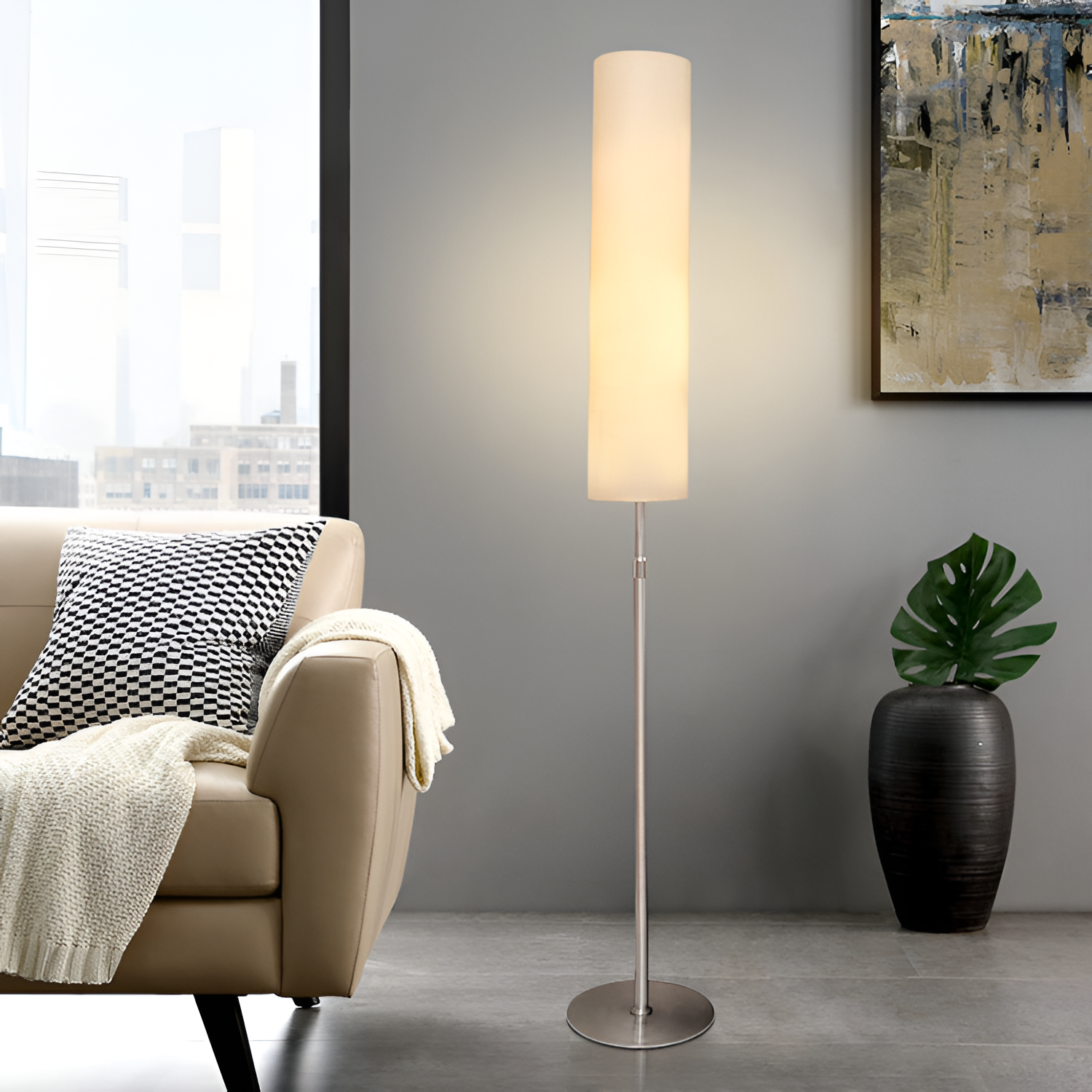 Minimalistisk Cylindrisk Gulvlampe - Justerbar