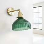 Grøn Væglampe I Rillet Glas - Vintage Stil Til Stuen