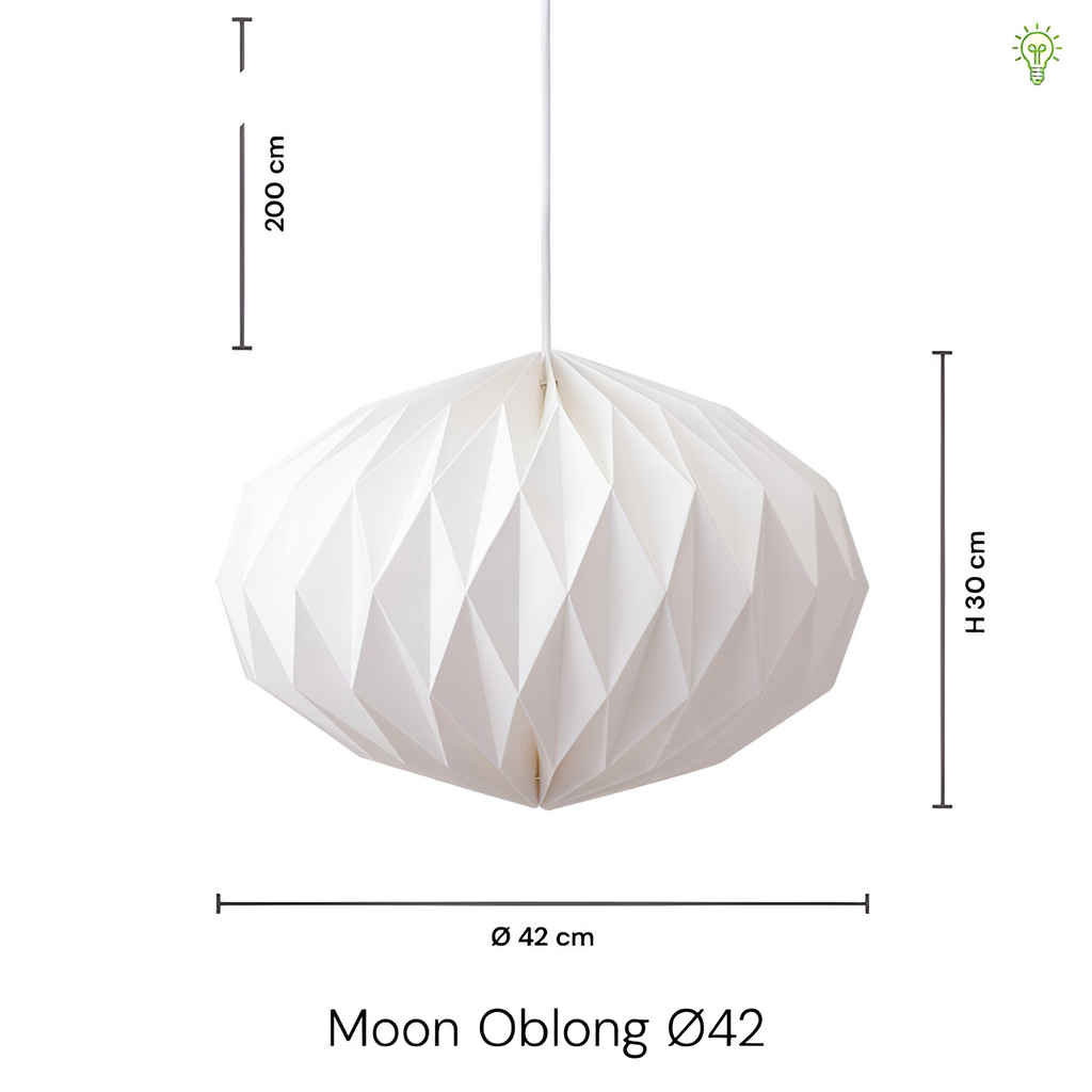 Moon Oblong Pendel - Hvid Origami Lampe (kun lampeskærm)