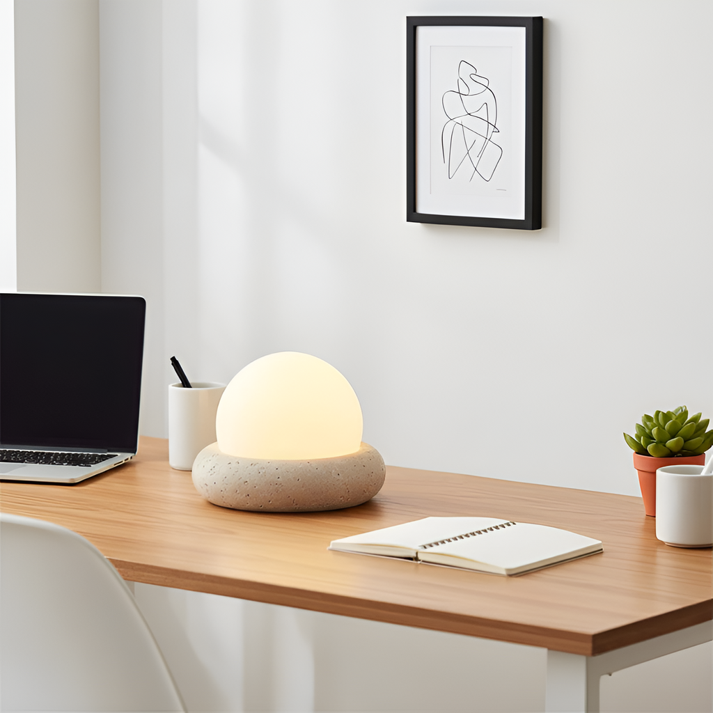 Skulpturel Travertin Bordlampe - Minimalistisk