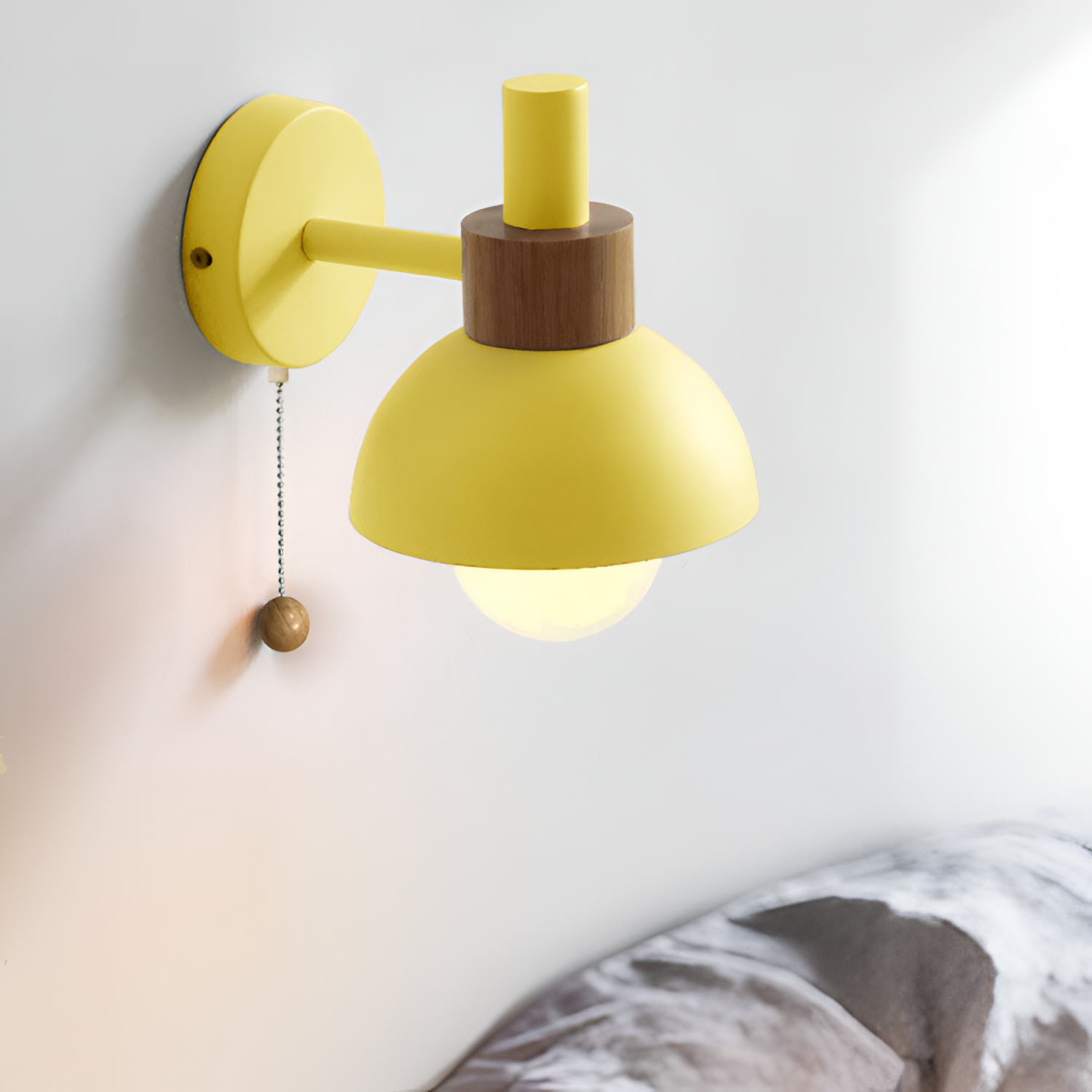 Minimalistisk Macaron-væglampe – trækafbryder