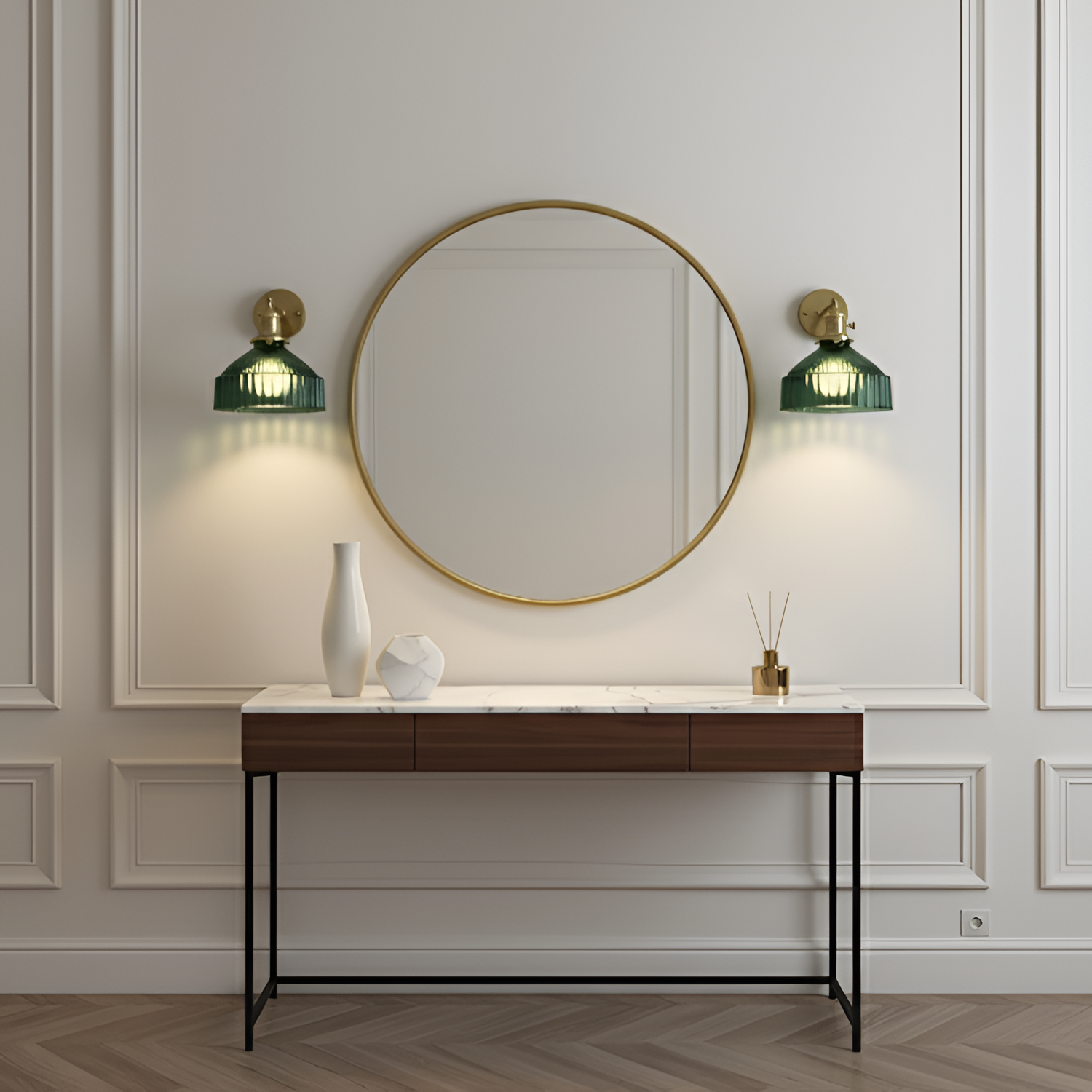 Grøn Væglampe I Rillet Glas - Vintage Stil Til Stuen