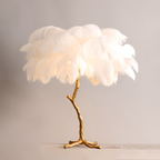 Træformet Fjeder Bordlampe - Dekorativ