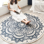 Mandala-mønstret Rundt Gulvtæppe Med Kvaster - Indretning Boho