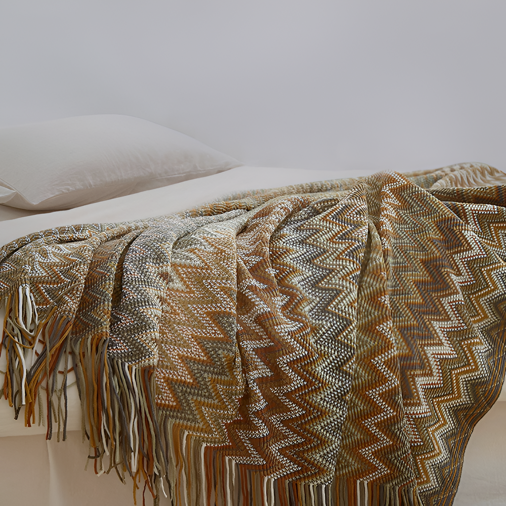 Bohemisk Frynser Chevron - Strikket Plaid