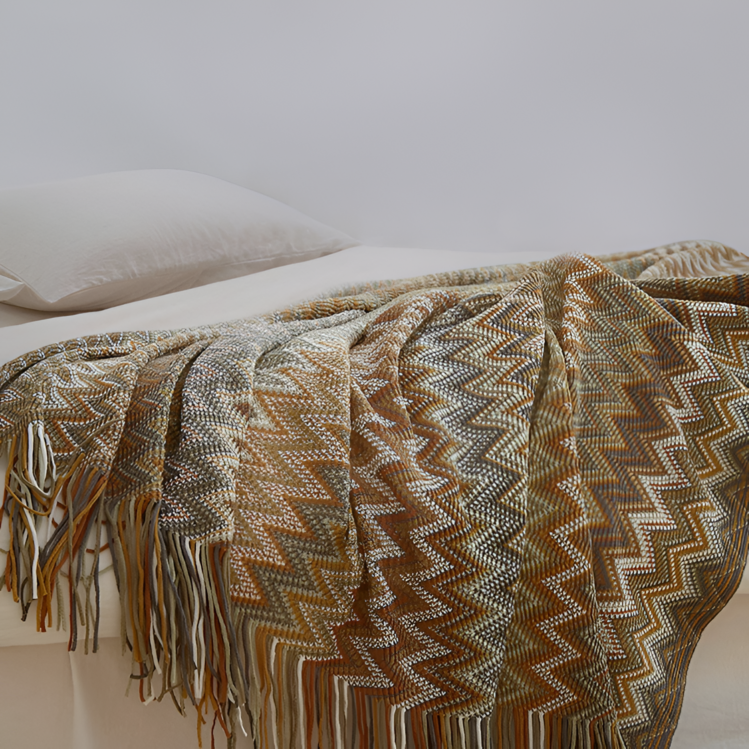 Bohemisk Frynser Chevron - Strikket Plaid