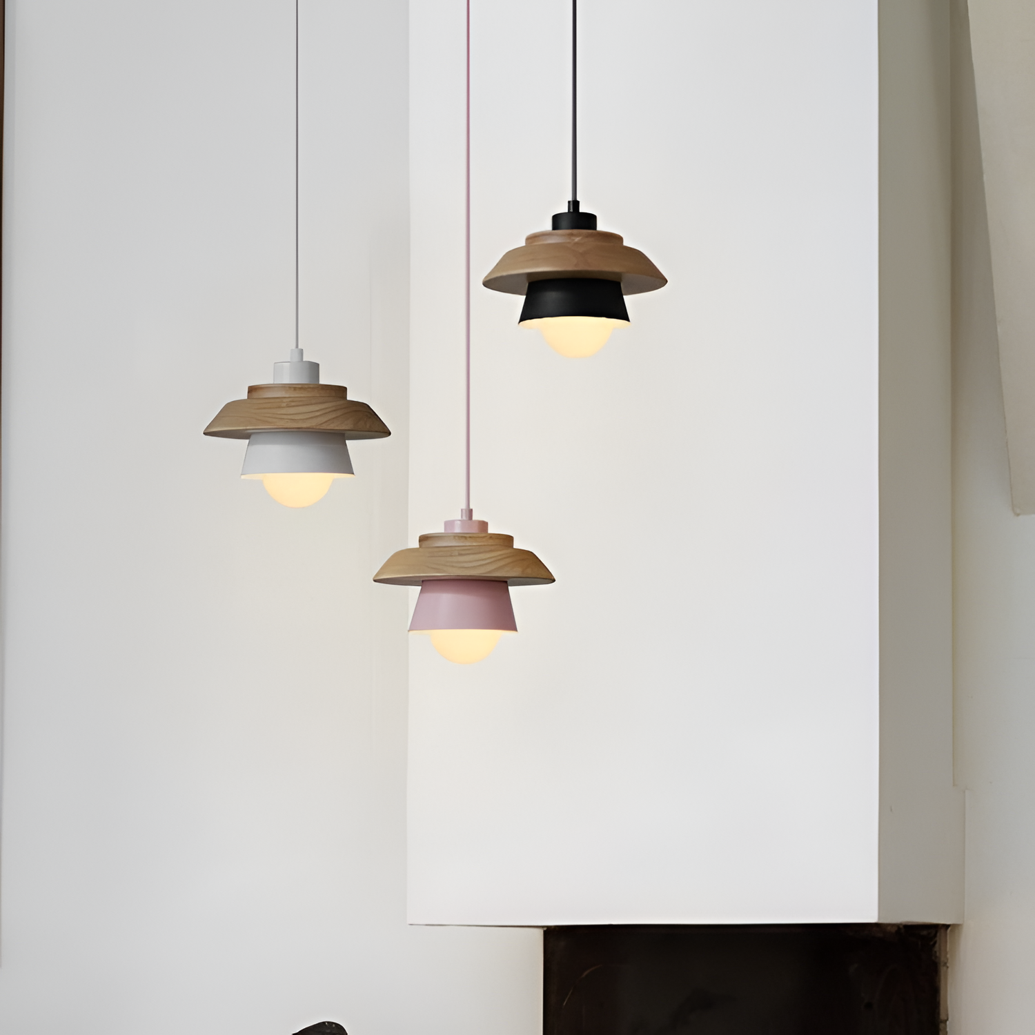 Nordic Pendellampe i Træ - Moderne Macaron Loftslampe