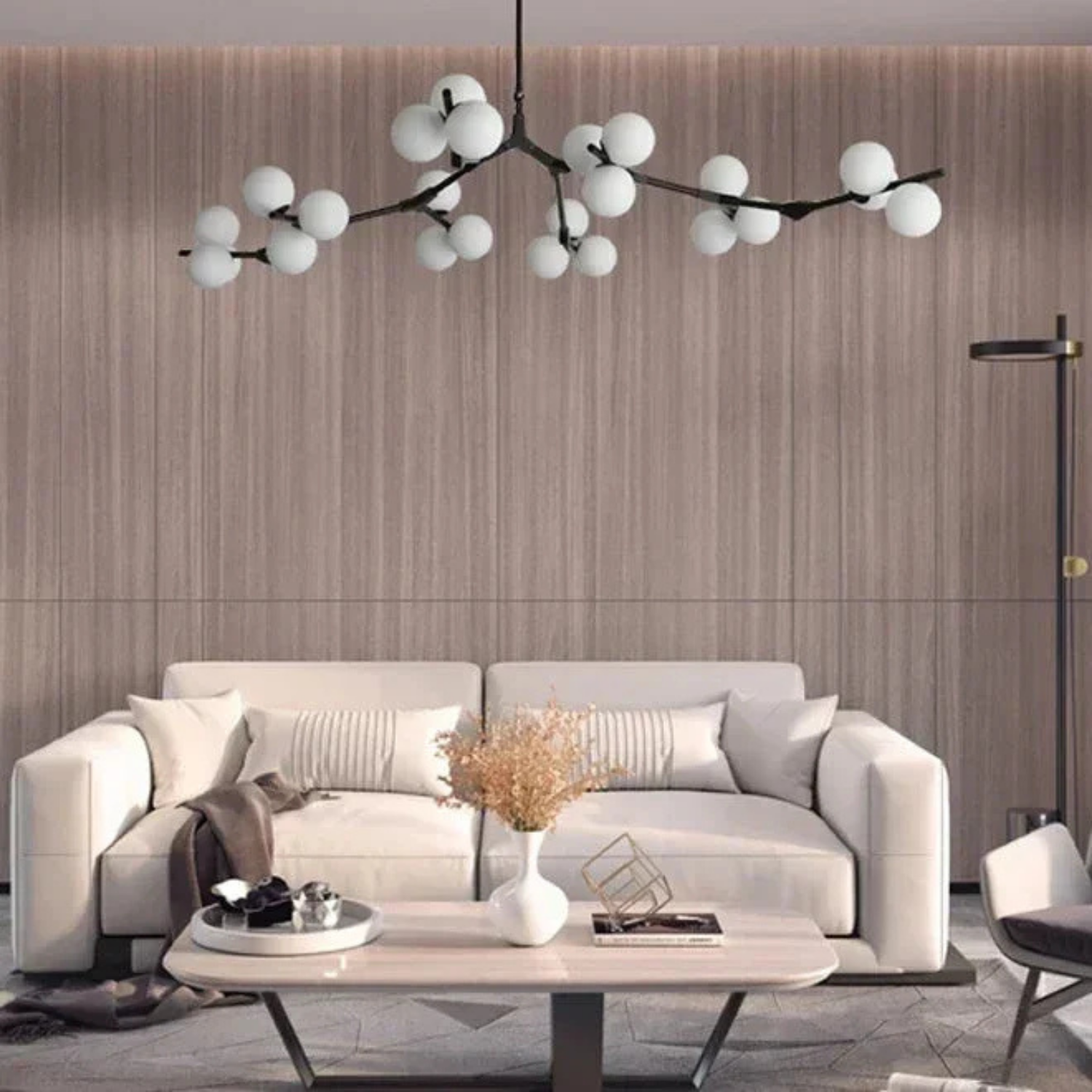 Moderne pendel med trægren-design
