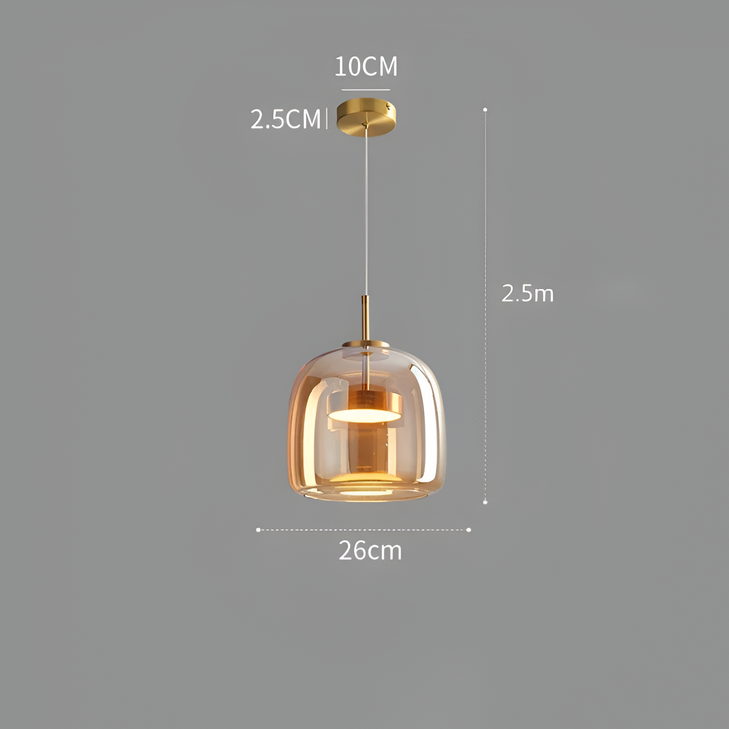Røget Glas Pendellampe - Nordisk LED Hængelampe