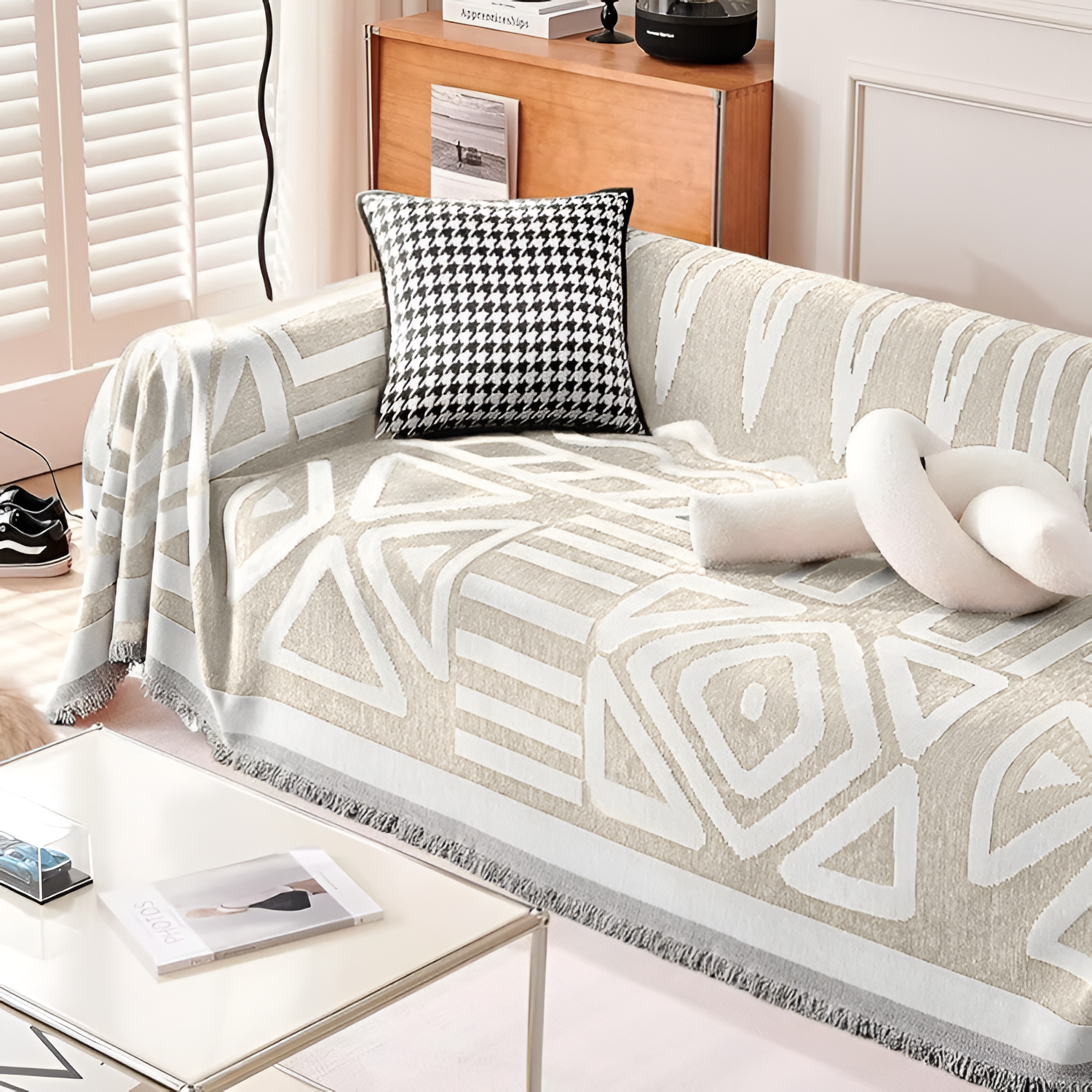 Moderne Vævet Sofa Tæppe - Geometriske